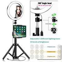 Dysel 10 Inch Ring Light with Tripod Stand, Dimmable LED Camera Selfie Ring Light with 2 Phone Holder for Photography Makeup Videos, Adapt for iPhone Android Tablet, 3 Modes