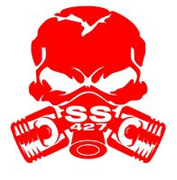 UR Impressions Red 427 SS Piston Gas Mask Skull Decal Vinyl Sticker Graphics for Cars Trucks SUV Vans Walls Windows Laptop|RED|5.5 Inch|UR689-R
