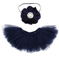 Newborn Girl Photography Props Outfits - Blue Baby Tutu Skirt and Headband Set Blue