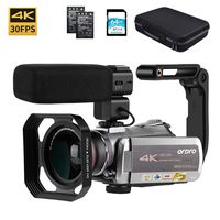 Video Camera 4K Camcorder ORDRO Real 4K Ultra HD 30FPS Digital Video Camera WiFi Recorder IR Night Vision 3.1" IPS Touch Screen with Stereo Microphone, Wide Angle Lens and Camera Holder