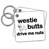 3dRose Wes Tie Butts Drive Me Nuts - Key Chains, 2.25" x 2.25", Set of 2 (kc_254654_1)