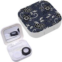 Portable Contact Lens Case Box Travel Kit Mirror + Bottle + Tweezers Container Holder [ Little Flowers Country ]