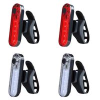 SHEYINJ USB Rechargeable LED Bicycle taillights 4 Sets, Highlight Waterproof Bicycle taillights Accessories Warning Lights, 4 Lighting Modes, White and red Light (Including 4 USB Cables)