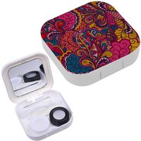 Portable Contact Lens Case Box Travel Kit Mirror + Bottle + Tweezers Container Holder [ Handdrawn Waves ]