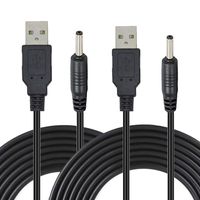 Liwinting 2 pcs 1.5m/4.92Feet USB A Type Male to 3.5mm x 1.35mm DC 5V Power Plug Connector Cable, USB to DC 5V Power Plug Connector Cable, DC Barrel Male Jack Converter Cable - Black