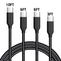 USB Type C Cable, Bigear 4 Pack 3/6/6/10 FT USB C Cable, Nylon Braided Long Cord Compatible with Samsung Note 8, Galaxy S8, Nexus 6P 5X, Google Pixel, LG G5 G6 OnePlus 2, MacBook Pro