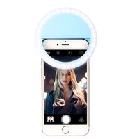 Clip On Ring Light for Camera [Battery Models] Selfie LED Camera Light with 36 LED for Smart Phone Camera Round Shape, Blue