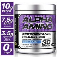 Cellucor Alpha Amino Eaa & BCAA Recovery Powder ICY Blue Razz | Essential & branched Chain Amino acids Supplement | 30 Servings