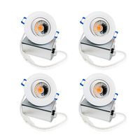 JULLISON 4 Packs 3 Inch LED Die Casting Gimbal Recessed Downlight with Junction Box, COB, 120V, 7W, 5000K Daylight White, 600 Lumens, CRI 90+, Dimmable, IC & Air-Tight, ETL Listed, White