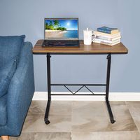 Akway Mobile Laptop Desk Cart 31.5 x 15.7 inches Height Adjustable Rolling Cart Laptop Stands Bed Table for Eating and Laptops, Teak