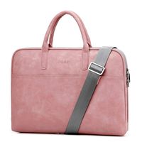 SHUL Leather Laptop Shoulder Bag 14.6 inch Computer Case Sleeve Business Office Briefcase Messenger Bags Handbag for Women Ladies Pink