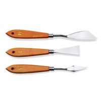DerBlue 3 Pcs Stainless Steel Artists Palette Knife Set,Spatula Palette Knife Painting Mixing Scraper,Thin and Flexible Art Tools for Oil Painting, Acrylic Mixing, Etc.