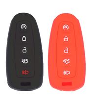 WFMJ 2Pcs Black Red Silicone 5 Buttons Smart Key Chain Cover Case for Ford Flex Edge Escape Explorer Focus Taurus