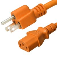 NEMA 5-15P to C13 Power Cord - Orange, 4 Foot, 15A/125V, 14/3 AWG - Iron Box Part # IBX-2824-04