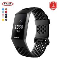 FunBand for Fitbit Charge 3 Strap Bands, Easy Adjust Breathable with Ventilation Holes Soft Silicone Sport Replacement Accessory Bracelet Straps for Fitbit Charge 3 Fitness Activity Wristband