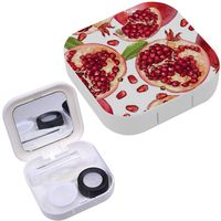 Portable Contact Lens Case Box Travel Kit Mirror + Bottle + Tweezers Container Holder [ Pomegranate Fruits ]