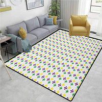YucouHome Mardi Gras Floral Area Rug Soft, Fleur De Lis in Mardi Gras Carnival Colors Ancient Festival Pattern, Durable Rugs - Living, Dinning, Office, Rooms & Bedrrom, Hallway Carpet(6'x 9')