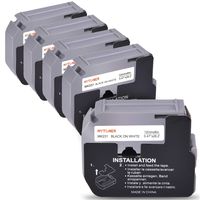 MYTONER 5-Pack M Tape M-K231 MK231 M231 M-K231S M-231 0.47 Inch × 26.2 Feet Compatible with Brother P-Touch Labeling Tapes 12mm Black on White for Brother PTouch Label Maker PT-90 PT-M95 PT-45M PT-65