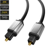 Digital Optical Audio Cable Toslink Cable，Toptrend Male to Male SPDIF Optical Fiber Audio Cord-Black 10ft