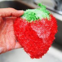 Dish Scrubbie Strawberry (1Pc) | Cute and Colorful Scrubber for All Purpose Scrubbing | Dishwashing, Scrubbers, Bathrooms, Floors, General Use