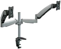 Mount-It! Dual Arm Monitor Mount | Dual Monitor Arm Stand | Two Full Motion Articulating Adjustable Gas Spring | Fits 22 23 24 27 Inch VESA Compatible Computer Screens | C-Clamp Desk Mount