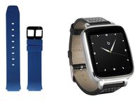 Beantech Smart Watch for Apple/Android Devices. Silver with Leather Strap. Bonus Navy Blue Sports Strap.