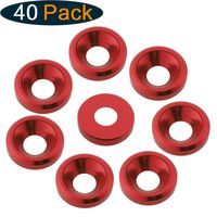 Hobbypark (40-Pack) Aluminum M3 / M4 M5 Screws Washers Countersunk Flat Head Bolts Washer Hardware Colourful-Anodized (Red, M3)