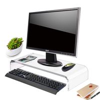Clear Acrylic Computer Monitor Stand Holder, Heavy Duty Ergonomic Monitor Riser for Office Home Desktop Corner, Free Standing Lucite Monitor Stands for Laptop Screen Tablet TV Lcd, Desk Riser Leg Lift