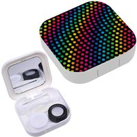 Portable Contact Lens Case Box Travel Kit Mirror + Bottle + Tweezers Container Holder [ Colorful Dotted ]