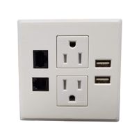 Power Grommet W/ 2 USB Charging Ports, Desktop Outlet W/ 2 AC Outlets, 1 HDMI, 1 Data CAT 6, Power Socket W 6 ft Heavy Duty Extension Cord (White - 3.15" - 3.25" -DC8489)