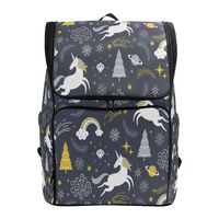 Naanle Chic Cute Cartoon Little Unicorn Galaxy Pattern Casual Daypack College Students Multipurpose Backpack Large Travel Hiking Computer Bag for Men Women