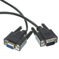 Serial Extension Cable, Black, DB9 Male to DB9 Female, RS-232, UL Rated, 9 Conductor, 1:1, 3 Foot