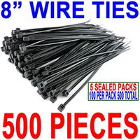 500 COUNT - BLACK PLASTIC 8" CABLE WIRE