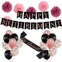 Retirement Party Decorations for Women| Rose Gold HAPPY RETIREMENT Banner Bunting, I'm Retired Sash,Tissue Paper Cute Pom Poms,Black and Rose Gold Balloons Retirement Decoration Supplies |Ideal Retirement Gifts for Women