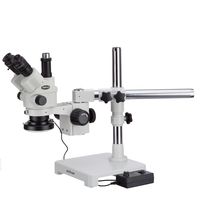 AmScope 3.5X-180X Simul-Focal Stereo Lockable Zoom Microscope with 144-LED Ring Light