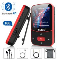 Clip Mp3 Player with Bluetooth 4.1 16GB Lossless Sound Music Player with FM Radio Voice Recorder Video Earphones for Running, Support up to 128GB(Red)