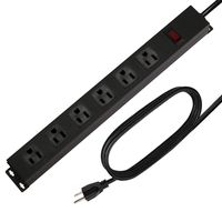 6-Outlet Metal Power Strip, 6 Ft Long Extension Cord Heavy Duty for Kitchen Office, School, Commercial, Workshop, Industrial ETL Certified and Listed Socket,125V/15A, Black