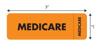 Tabbies Insurance Labels, Fluorescent Orange, 3"W x 1"H,"Medicare" Wrap Around Style, 250 Labels/Roll