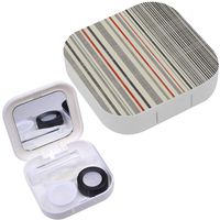 Portable Contact Lens Case Box Travel Kit Mirror + Bottle + Tweezers Container Holder [ Stripe Retro ]