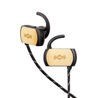 House of Marley, Voyage Bluetooth Wireless Earbuds - Sweatproof IPX4, Noise-isolating, In-line Microphone with 3-button Remote, Durable Tangle Free Cable, Travel Stash Bag, EM-FE053-SB Signature Black