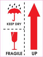 Adhesive Label Preprinted Shipping Label, 3 x 4 Inches, Red and Black, Roll of 500 (34009F)