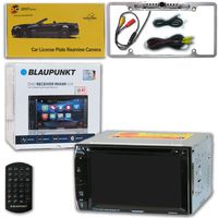 Blaupunkt Car Audio Double DIn 2DIN 6.2 Touchscreen DVD MP3 CD Stereo Bluetooth + Remote with DiscountCentralOnline FL09CH Full License Plate Night Vision Waterproof Back-up Camera