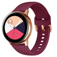 NAHAI Compatible Galaxy Watch Active Band, Soft Silicone Replacement Watch Band Sport Strap Waterproof Wristband Compatible Galaxy Watch Active Smartwatch, Large, Wine Red with Gold Button