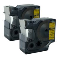 QPMY 2 Pack Compatible for DYMO Rhino Industrial IND Flexible Nylon 1734525 Black on Yellow Label Tape 24mm 1"