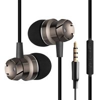 Islandsein-Ear Supper Bass Metal Earbuds Earphone Headphone Microphone 3.5mm (Black)