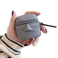 BONTOUJOUR AirPods Pro Case, Creative Art Style Man Stone Status Shape AirPods Case, Stylish Soft Silicone Earphone Protection Skin for AirPods Pro/3 +Hook