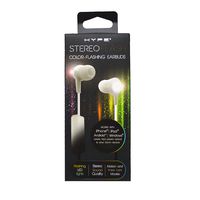 Hype Stereo Ultra Bright Color Flashing LED 3.5mm Earbud Headphone Headset - White