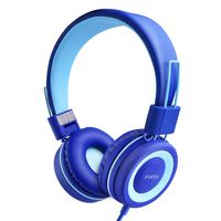 Ifecco Kids Headphones, Boys Teens Foldable Adjustable Wired On-Ear Headset 3.5mm Aux Jack Stereo Tangle-Free, 85 dB Volume Limited Childrens Headphones for School Home, Travel (Blue)