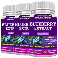 Wild Blueberry Extract Supplement Capsules - Made from Organic Berries - Powerful ANTIOXIDANT - GMO and Gluten Free - 1000 mg PER Serving - 180 Capsules (3-6 Months) - Supports SLOWING Aging