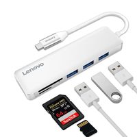 Lenovo USB C Hub, USB Type-C Adapter 3 USB 3.0 Ports SD/TF Card Reader, Compatible For USB C Devices
